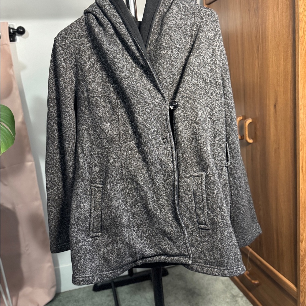 Sebby Charcoal Coat with Pockets – Size L Gently Used
